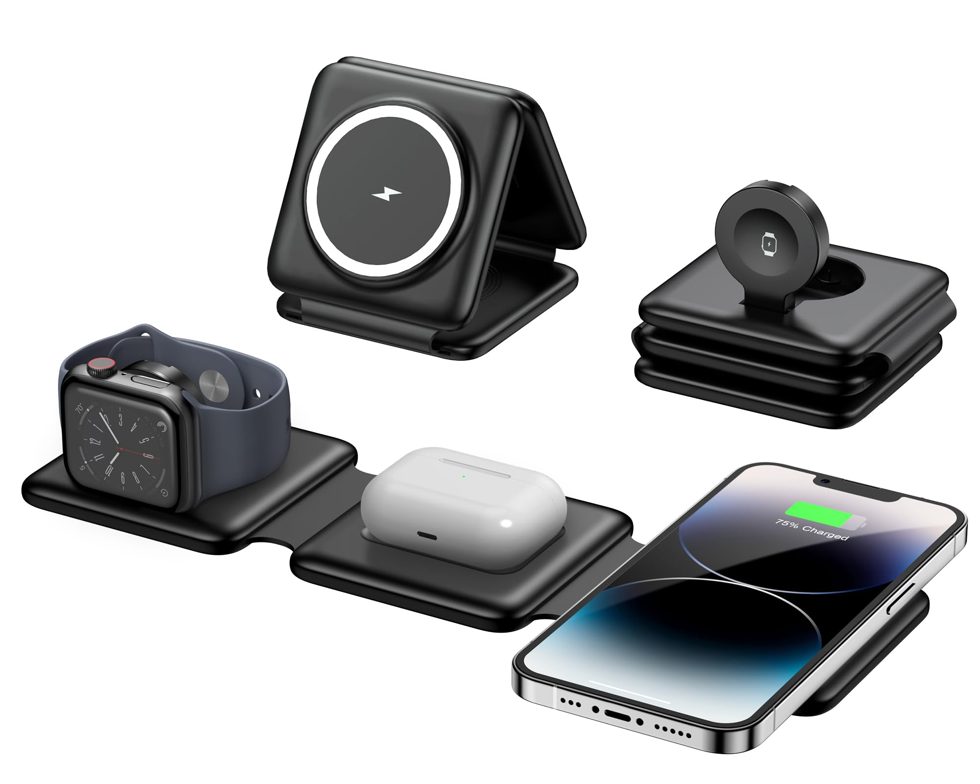 スマホアクセサリー 3in1 Wireless Charging Pad with MagSafe Amazon.com: Magnetic Wireless Charger for iPhone: 3 in 1